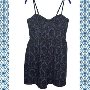 Blue Jean Dress with black velvet pattern